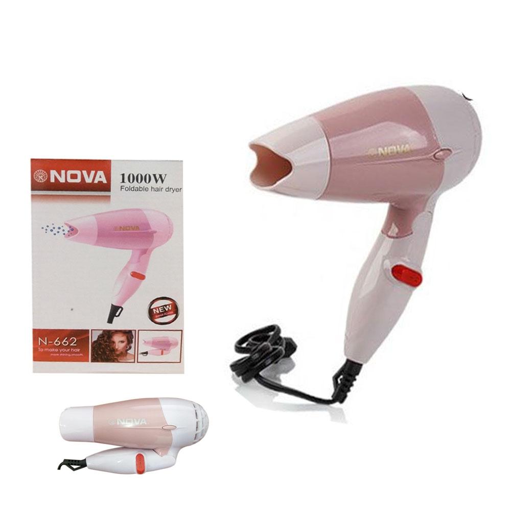 NOVA Foldable Hair Dryer 1000W Professional with Styling Nozzle and 2  Speeds | Soko